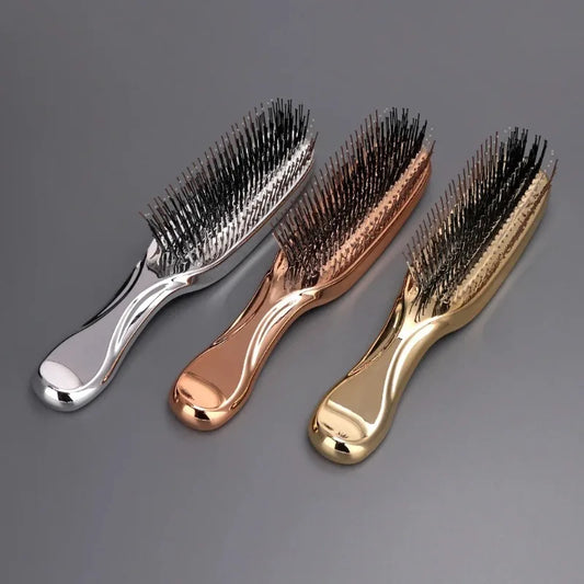 Japanese Premium Head Massager Scalp Brush Hair Massager Shampoo Brush Wet Plastic Detangling Brush Hair Cleaning Comb Rose Gold