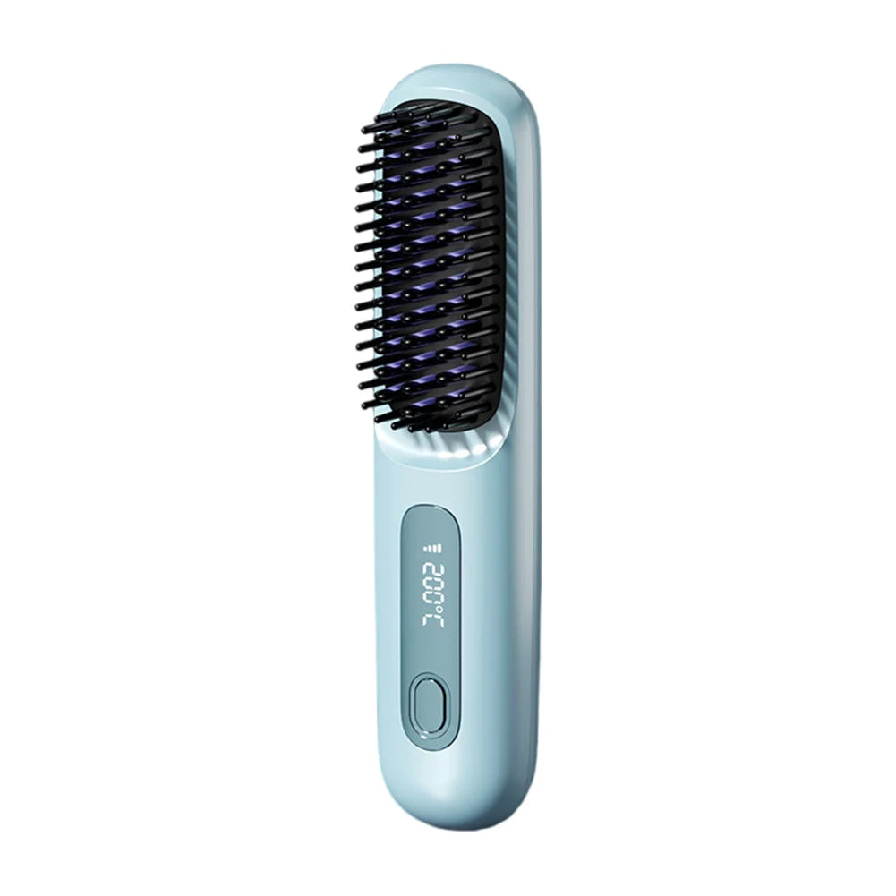Cordless Hair Straightener Negative Ions Hair Straightener Digital Display Mini Hot Hair Comb Rechargeable for All Hair Types