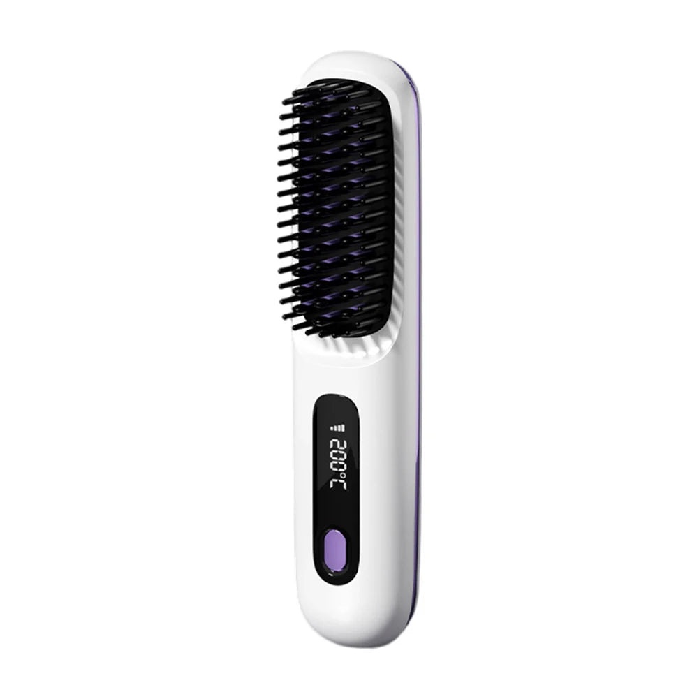 Cordless Hair Straightener Negative Ions Hair Straightener Digital Display Mini Hot Hair Comb Rechargeable for All Hair Types