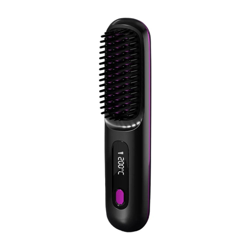 Cordless Hair Straightener Negative Ions Hair Straightener Digital Display Mini Hot Hair Comb Rechargeable for All Hair Types