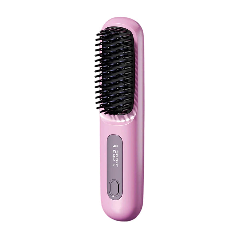 Cordless Hair Straightener Negative Ions Hair Straightener Digital Display Mini Hot Hair Comb Rechargeable for All Hair Types