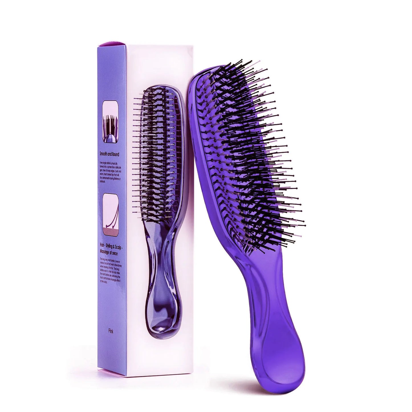 Premium Head Massager Scalp Brush Japanese Hair Massager Shampoo Brush Wet Plastic Detangling Brush Hair Cleaning Comb Rose Gold