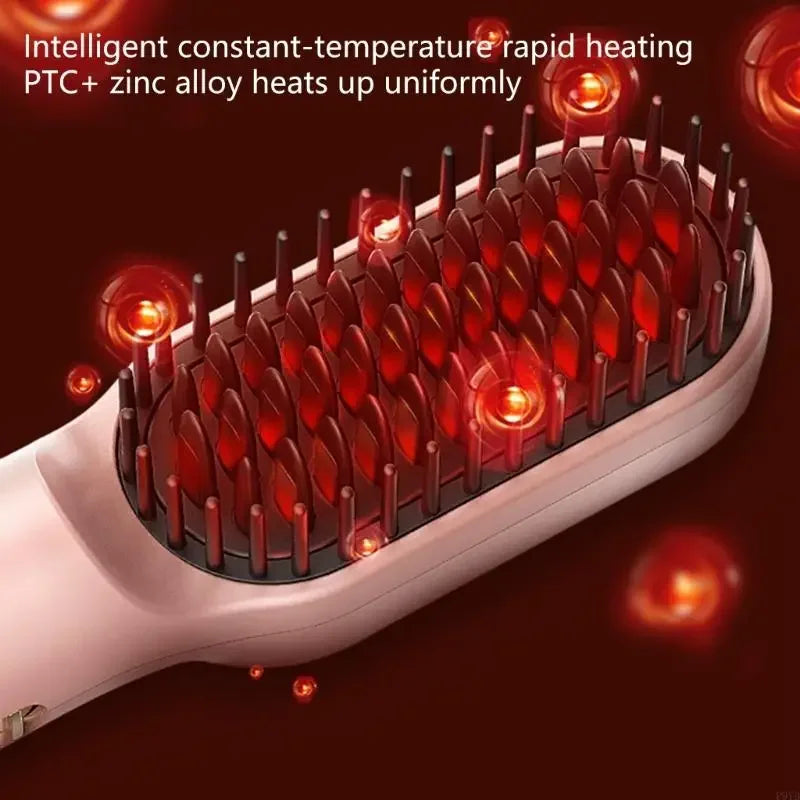 Practical Hair Straightening Brush Styling Tool Hair Straightener Brush Convenient Electric Hot Comb Hair Straighteners X7XA