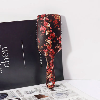 1pc air cushion comb, with two exquisite floral patterns, easy to carry and travel use,Special for real hair wigs