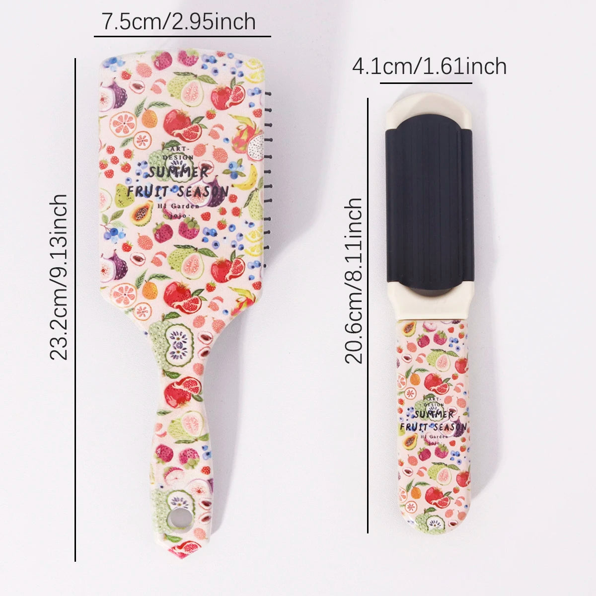 Fruit snack pattern comb set, folding comb and airbag comb, gentle styling tool, easy to comb,Special for real hair wigs