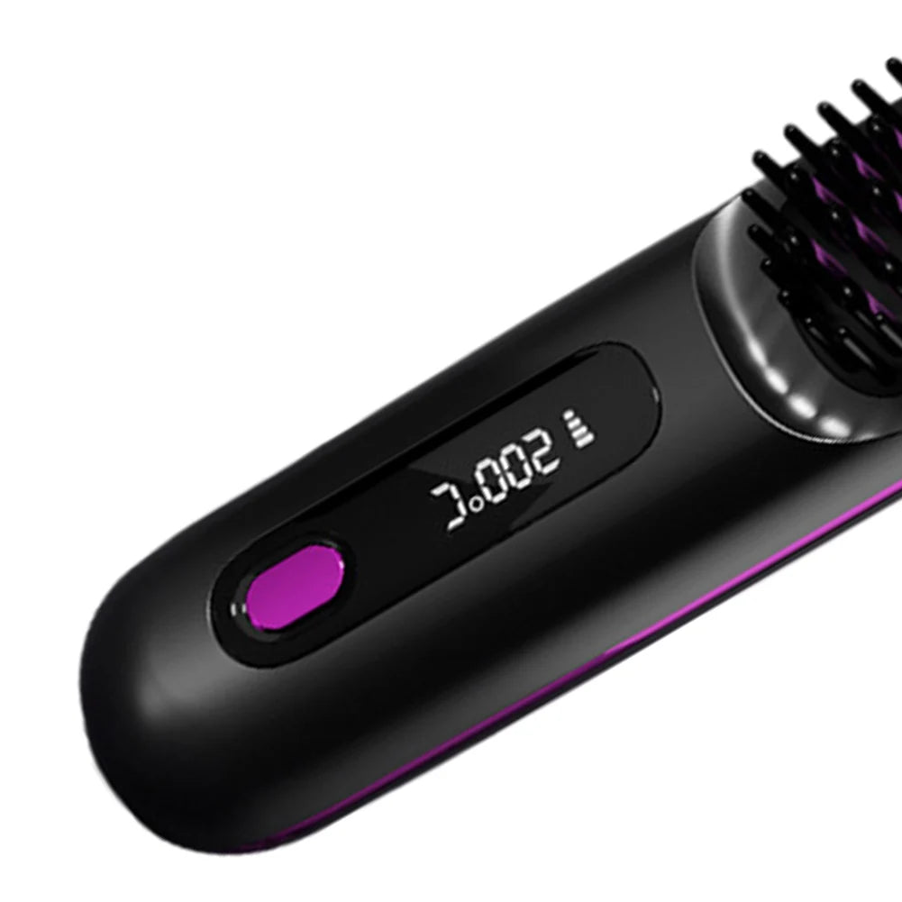 Cordless Hair Straightener Negative Ions Hair Straightener Digital Display Mini Hot Hair Comb Rechargeable for All Hair Types