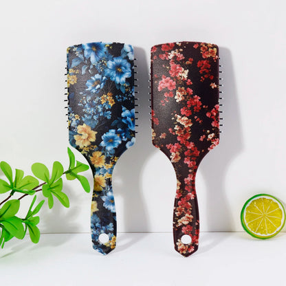 1pc air cushion comb, with two exquisite floral patterns, easy to carry and travel use,Special for real hair wigs