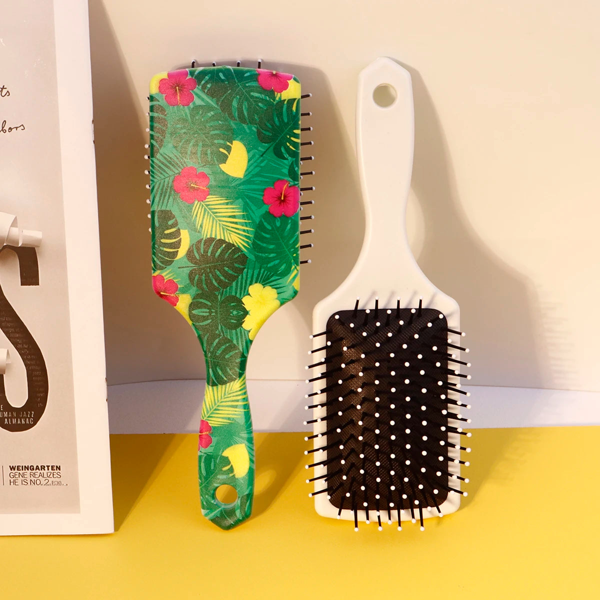 1 pc plant themed air cushion comb, fashionable hair care tool, elegant comb, durable plastic brush,Special for real hair wigs