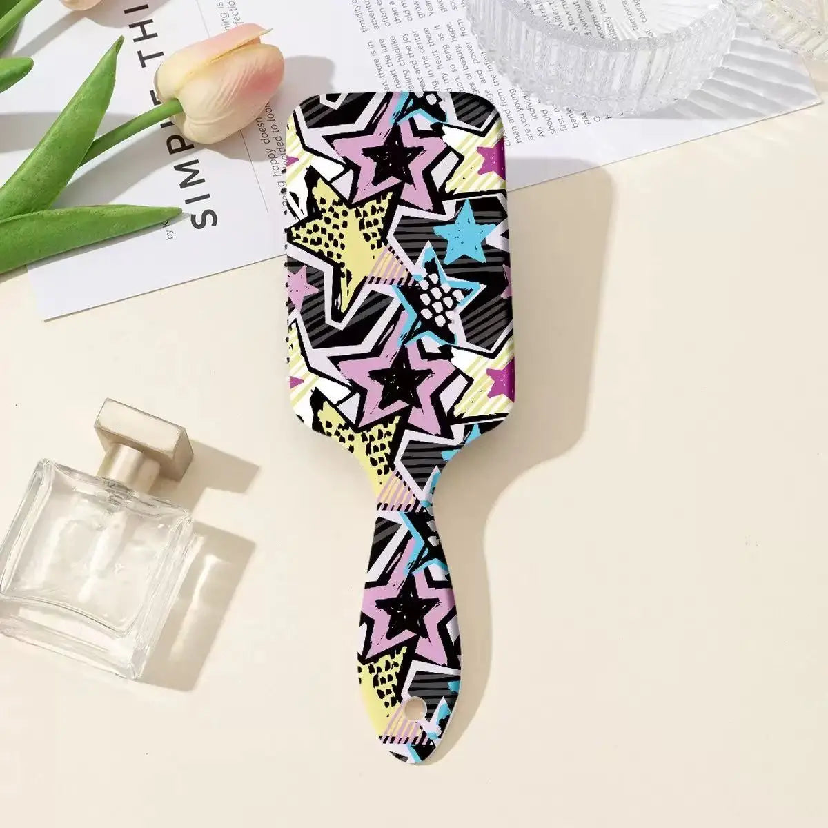 1pc/ Colored Star Air Cushion Comb (Random color) - Portable ABS plastic massage comb, suitable for normal hair types