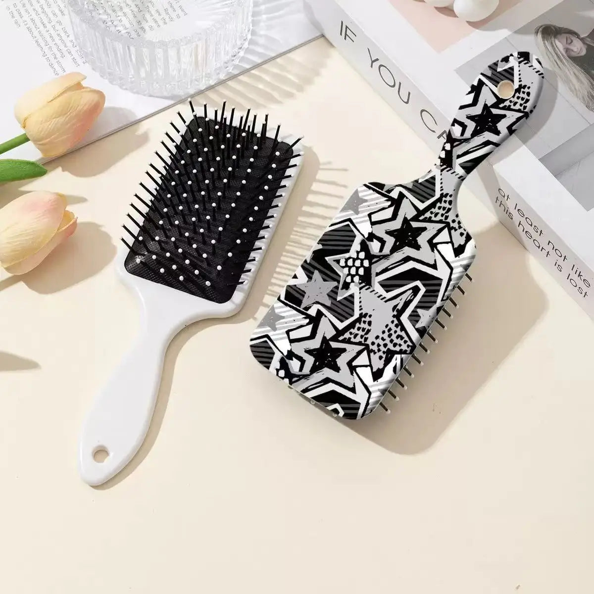 1pc/ Colored Star Air Cushion Comb (Random color) - Portable ABS plastic massage comb, suitable for normal hair types