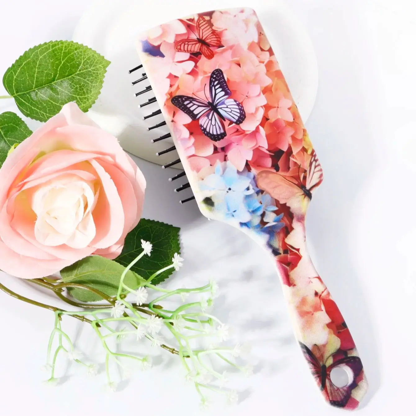 All hair types exfoliating brush, butterfly pattern air cushion massage brush ABS plastic handle,Special for real hair wigs