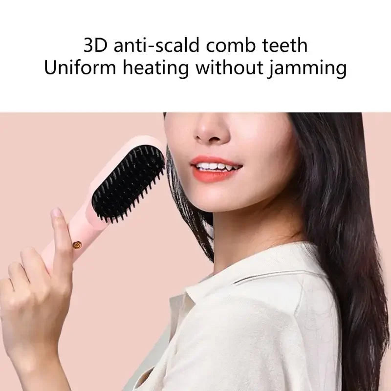 Practical Hair Straightening Brush Styling Tool Hair Straightener Brush Convenient Electric Hot Comb Hair Straighteners X7XA
