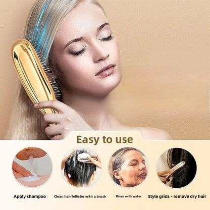 Premium Head Massager Scalp Brush Japanese Hair Massager Shampoo Brush Wet Plastic Detangling Brush Hair Cleaning Comb Rose Gold
