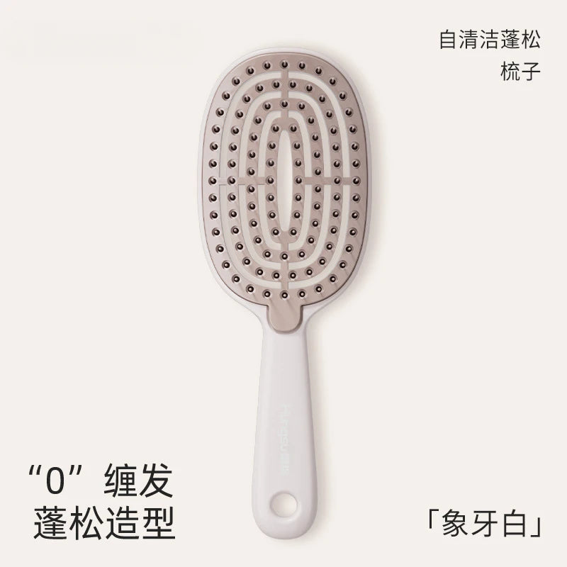 Hair comb Self Cleaning Hair Brush Volumizing Scalp Massage Tangle Free Paddle Comb with ABS Bristles Cushion Base Hair brush