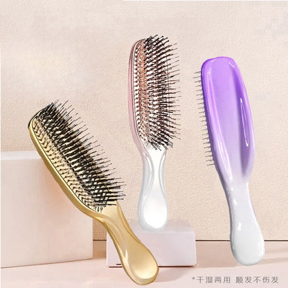 Premium Head Massager Scalp Brush Japanese Hair Massager Shampoo Brush Wet Plastic Detangling Brush Hair Cleaning Comb Rose Gold