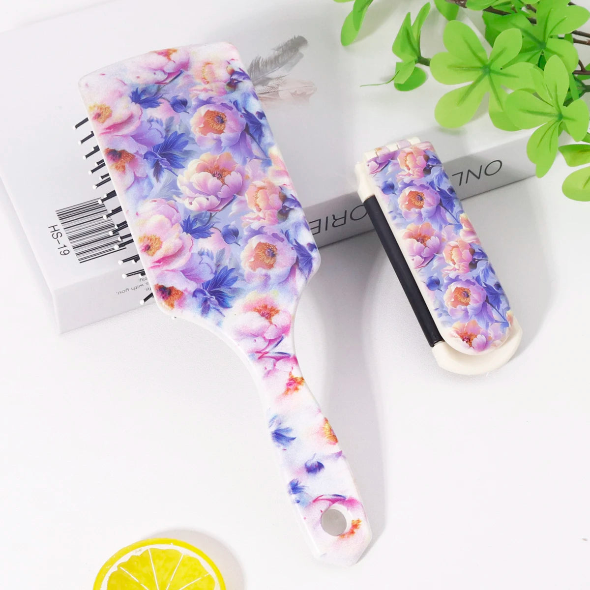 Two piece flower comb set - nylon bristles, comfortable grip, hair care, smooth hair, anti-static,Special for real hair wigs