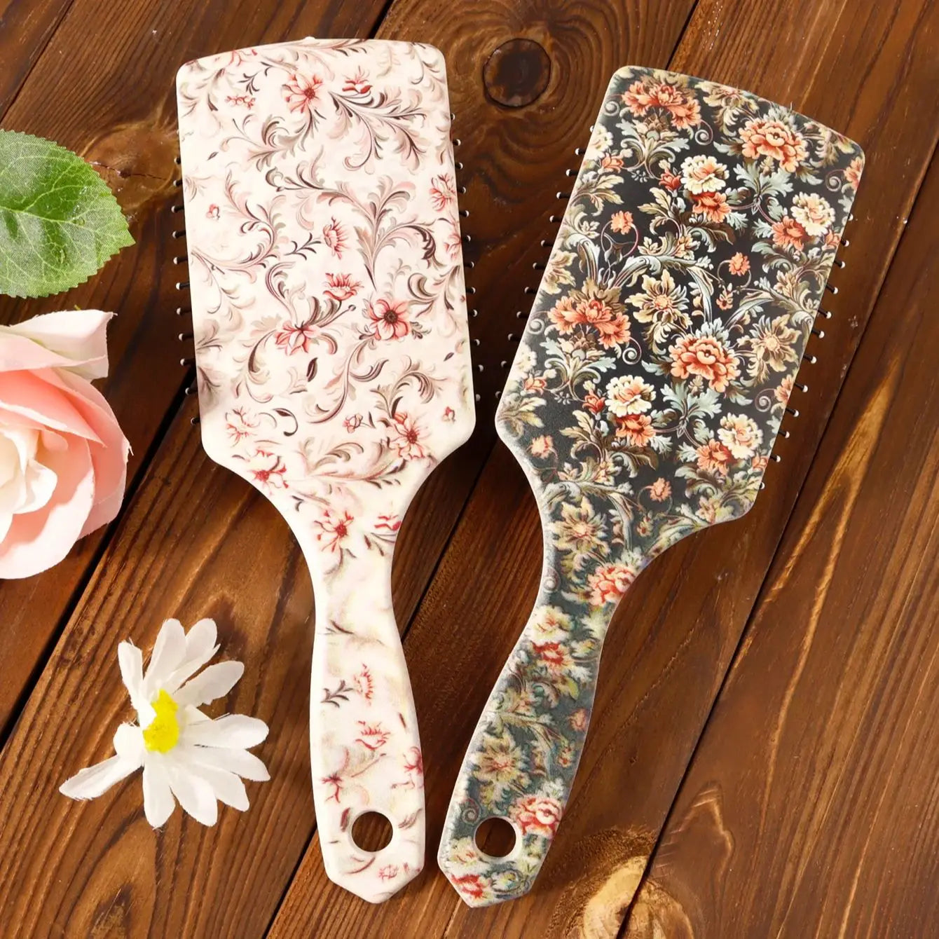 All hair types exfoliating brush, floral pattern air cushion massage brush ABS plastic handle,Special for real hair wigs