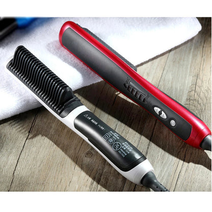 Multifunctional Hair Straightener Professional Quick Heated Electric Hot Comb Curler Hairstyle Brush Curling Iron Stying Tool