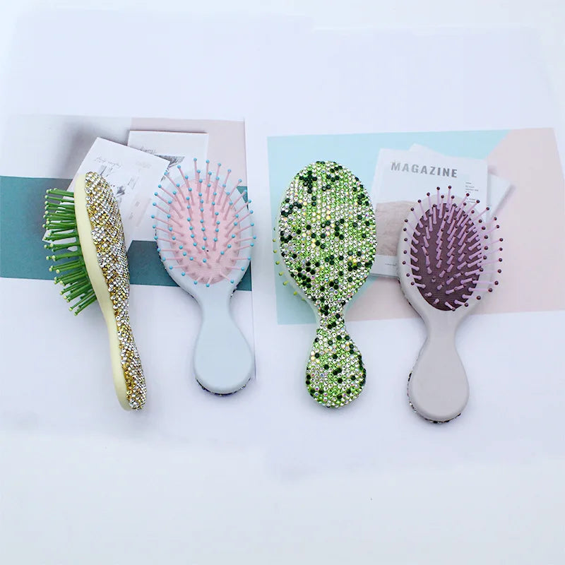 1pcs Diamond Inlaid Air Cushion Massage Comb Mini Detangler Hair Brushes Scalp Massager Anti Static Salon Styling Accessories