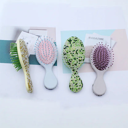 1pcs Diamond Inlaid Air Cushion Massage Comb Mini Detangler Hair Brushes Scalp Massager Anti Static Salon Styling Accessories