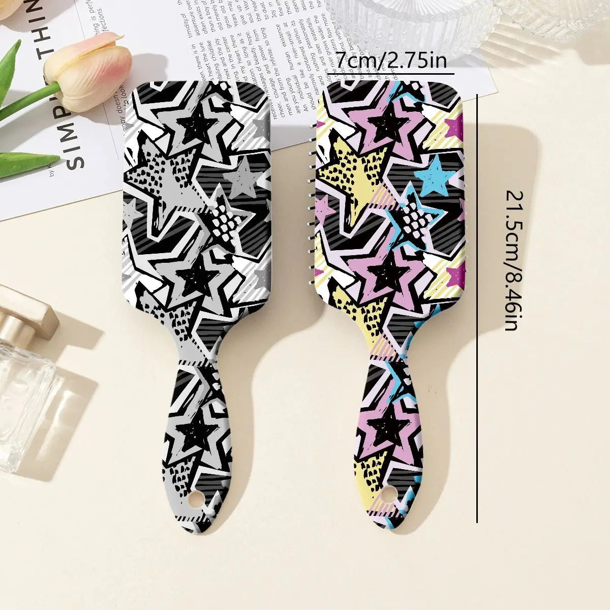 1pc/ Colored Star Air Cushion Comb (Random color) - Portable ABS plastic massage comb, suitable for normal hair types