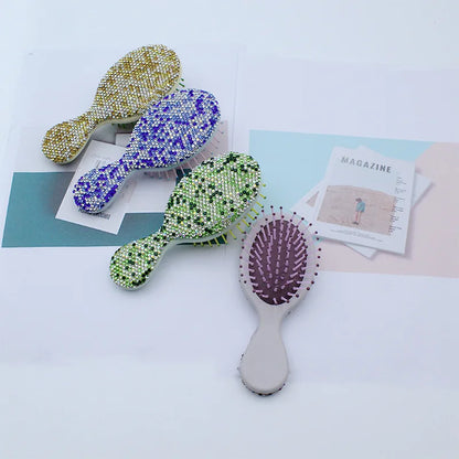 1pcs Diamond Inlaid Air Cushion Massage Comb Mini Detangler Hair Brushes Scalp Massager Anti Static Salon Styling Accessories