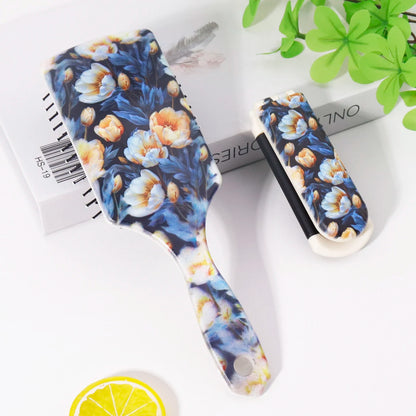 Two piece flower comb set - nylon bristles, comfortable grip, hair care, smooth hair, anti-static,Special for real hair wigs