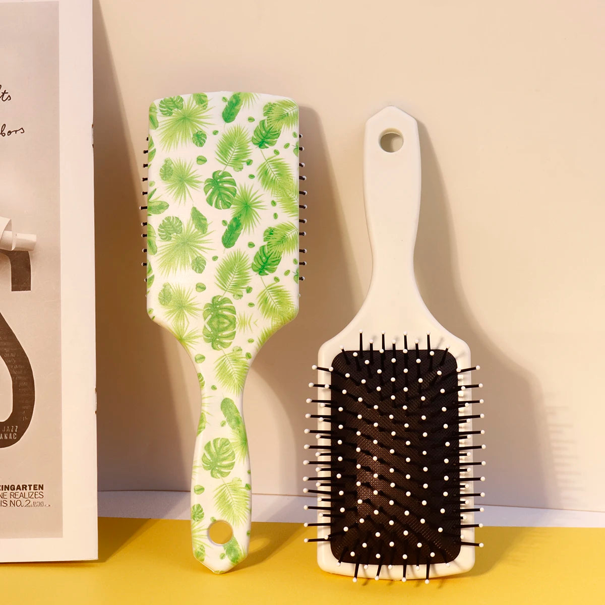 1 pc plant themed air cushion comb, fashionable hair care tool, elegant comb, durable plastic brush,Special for real hair wigs