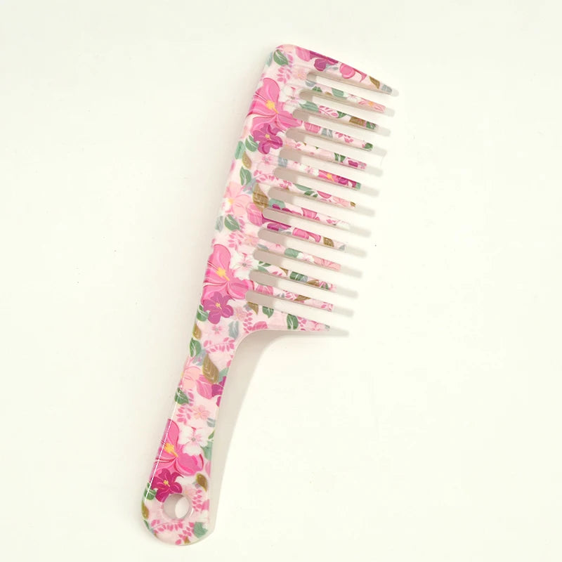 1pcs Pink Wide-Tooth Hair Comb - Tangle-Free, Easy to Detangle, Durable Plastic Handle, Suitable for All Hair Types