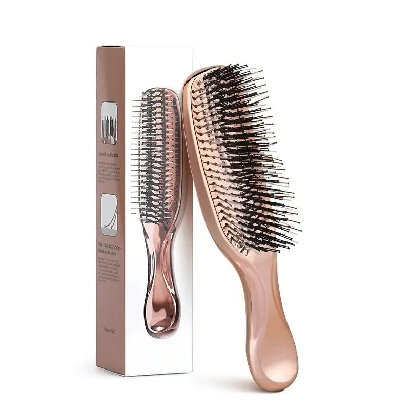 Japanese Premium Head Massager Scalp Brush Hair Massager Shampoo Brush Wet Plastic Detangling Brush Hair Cleaning Comb Rose Gold