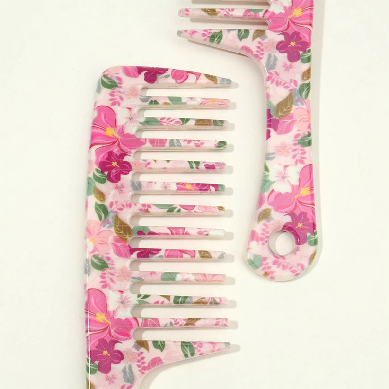 1pcs Pink Wide-Tooth Hair Comb - Tangle-Free, Easy to Detangle, Durable Plastic Handle, Suitable for All Hair Types