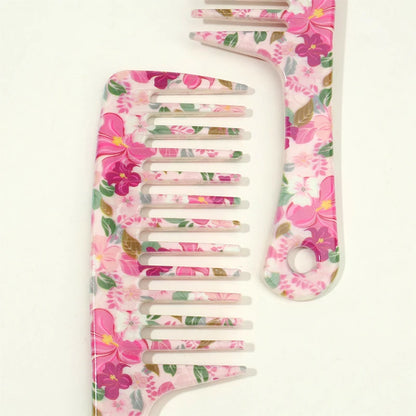 1pcs Pink Wide-Tooth Hair Comb - Tangle-Free, Easy to Detangle, Durable Plastic Handle, Suitable for All Hair Types