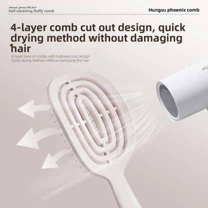 Hair comb Self Cleaning Hair Brush Volumizing Scalp Massage Tangle Free Paddle Comb with ABS Bristles Cushion Base Hair brush