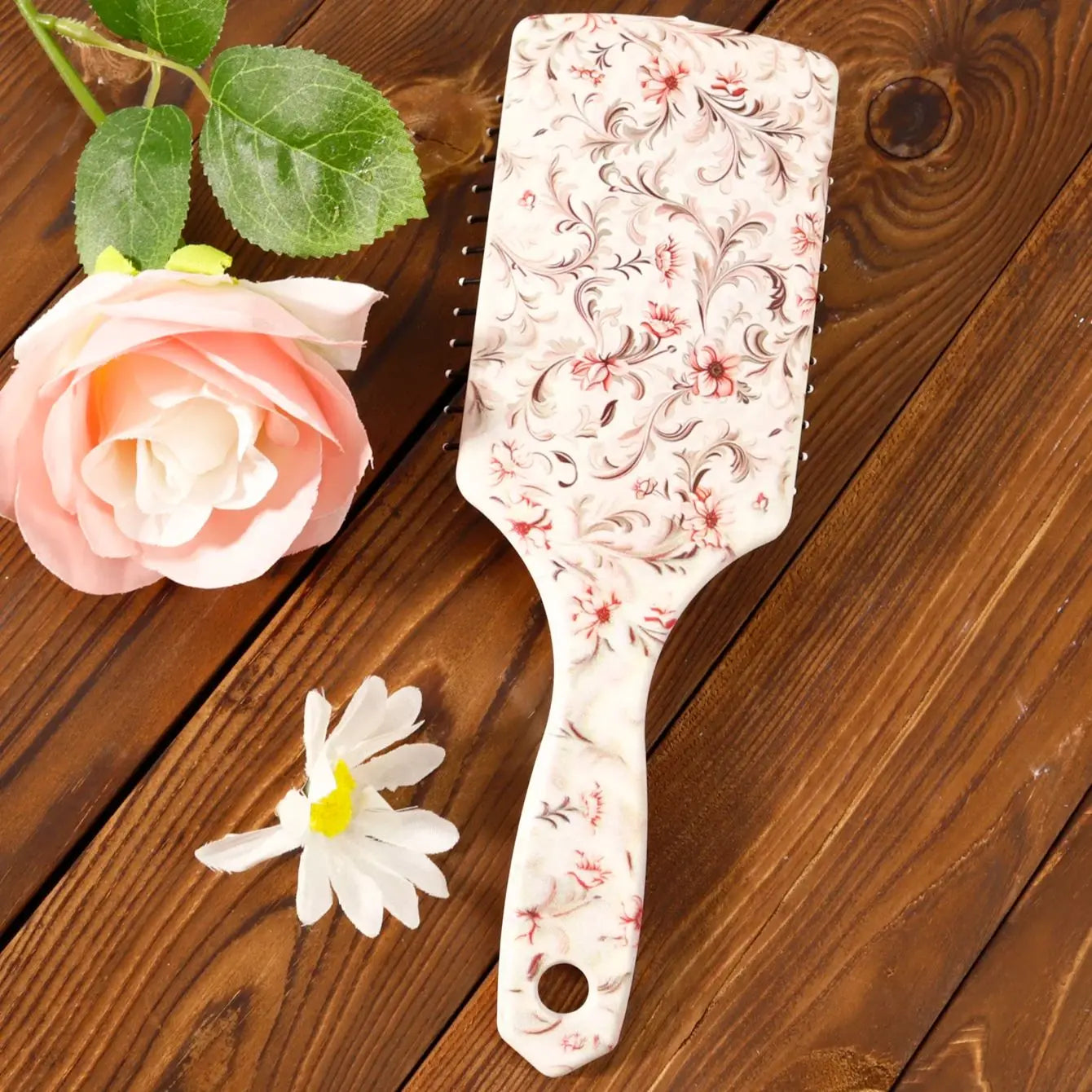 All hair types exfoliating brush, floral pattern air cushion massage brush ABS plastic handle,Special for real hair wigs