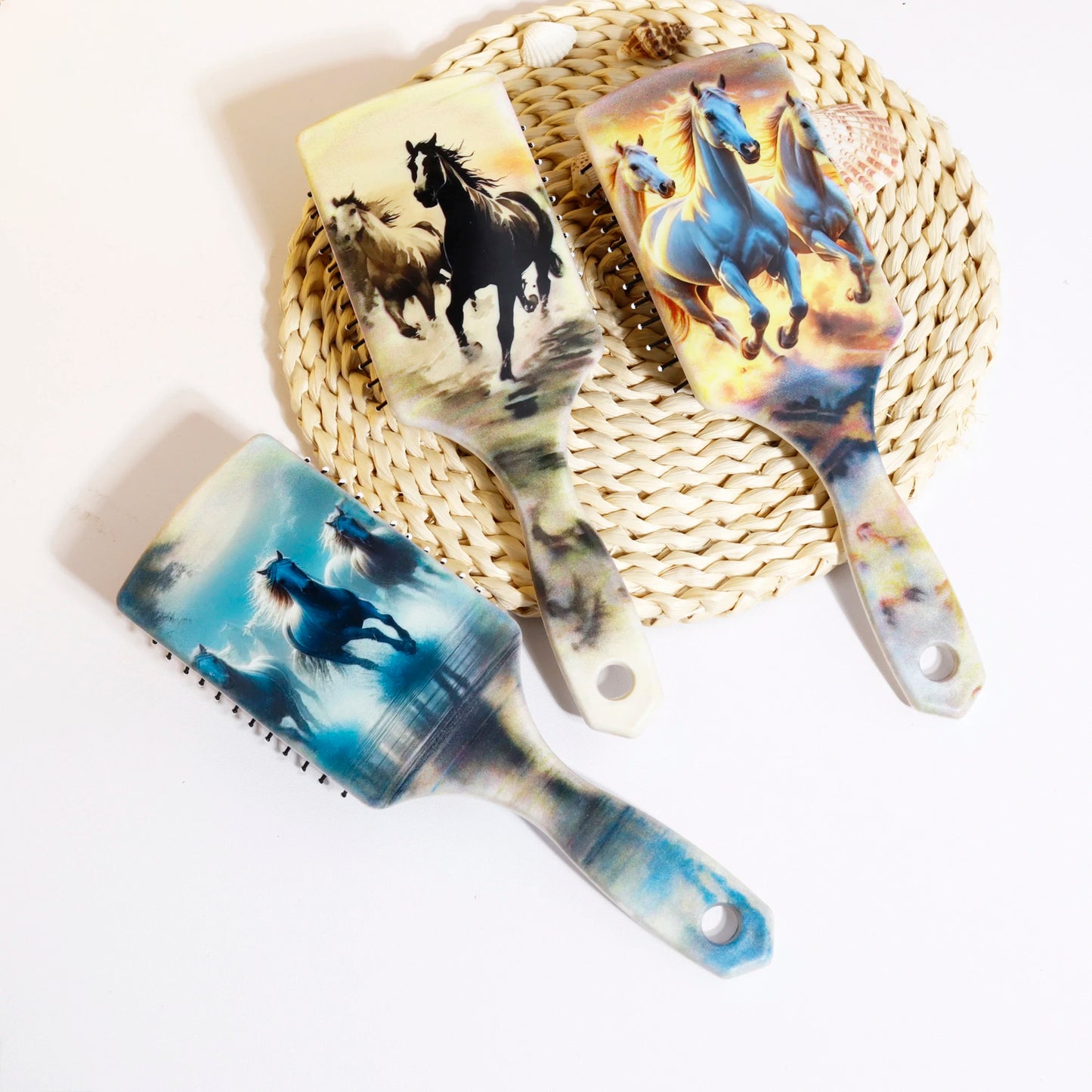 Horse print air cushion massage comb - with horse pattern design and comfortable airbag massage,Special for real hair wigs