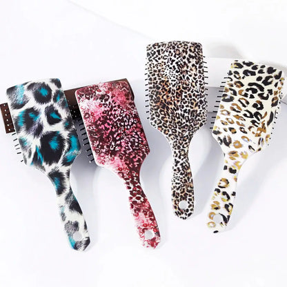 Leopard pattern airbag comb-anti-static,scalp massage,soft nylon bristles,exfoliating hair brush,Special for real hair wigs