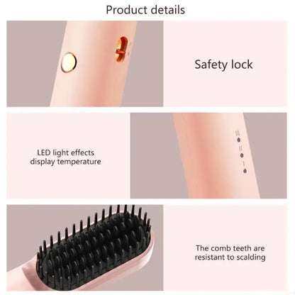 Practical Hair Straightening Brush Styling Tool Hair Straightener Brush Convenient Electric Hot Comb Hair Straighteners X7XA