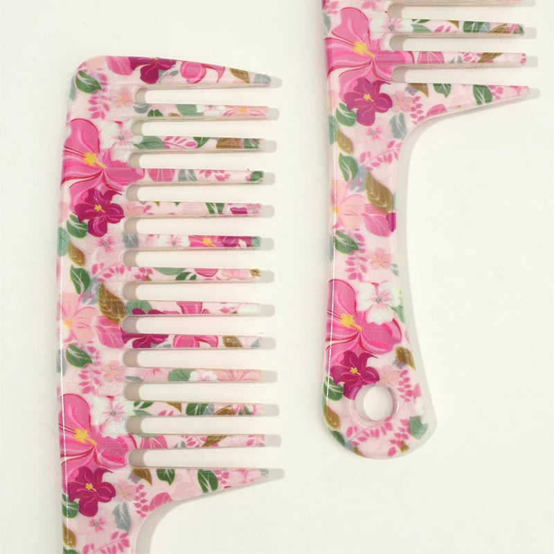 1pcs Pink Wide-Tooth Hair Comb - Tangle-Free, Easy to Detangle, Durable Plastic Handle, Suitable for All Hair Types