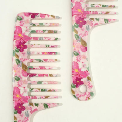 1pcs Pink Wide-Tooth Hair Comb - Tangle-Free, Easy to Detangle, Durable Plastic Handle, Suitable for All Hair Types