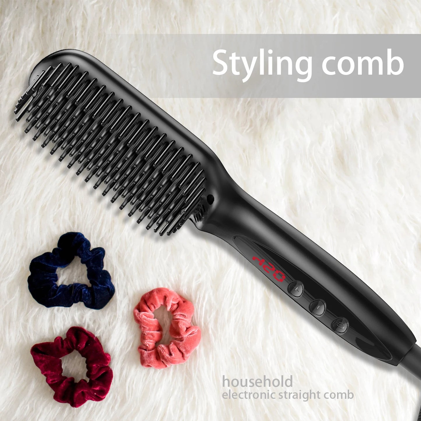 Electric Hot Comb Multifunctional Straight Hair Straightener Comb Negative Ion Anti-Scalding Styling Tool Straightening Brush