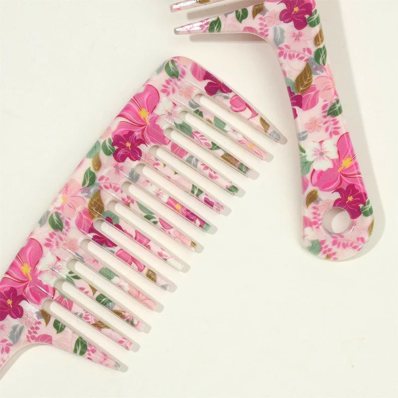 1pcs Pink Wide-Tooth Hair Comb - Tangle-Free, Easy to Detangle, Durable Plastic Handle, Suitable for All Hair Types