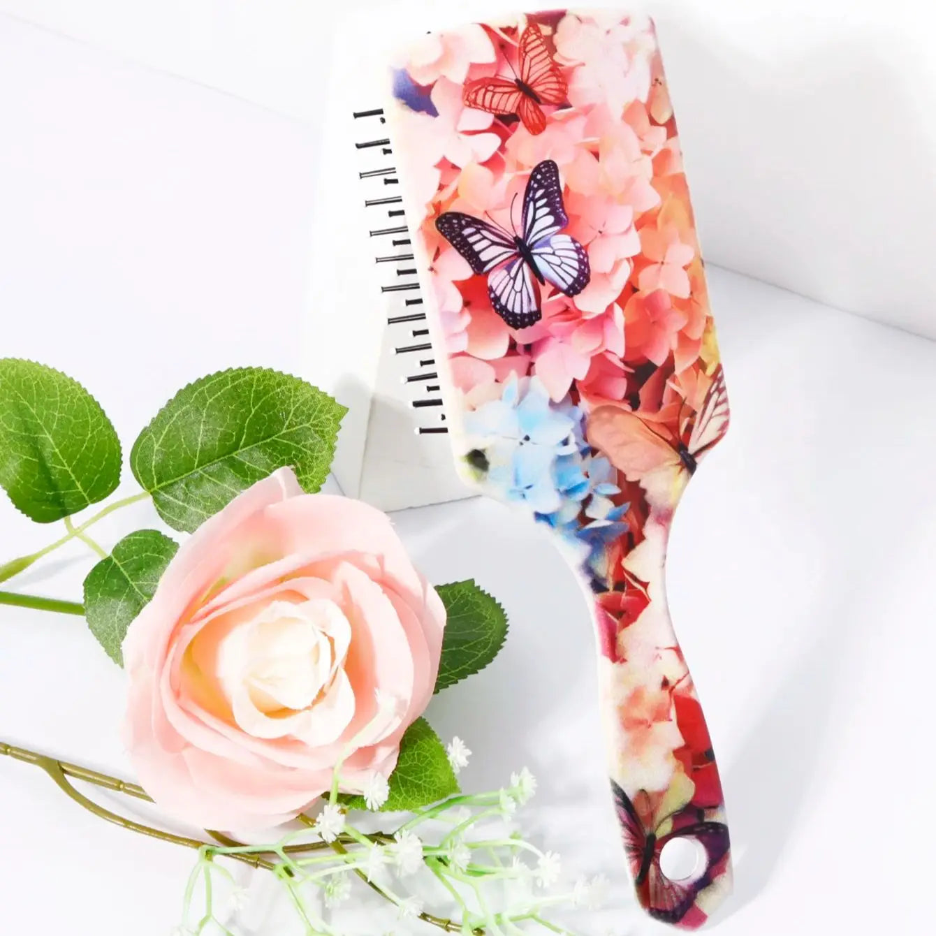 All hair types exfoliating brush, butterfly pattern air cushion massage brush ABS plastic handle,Special for real hair wigs