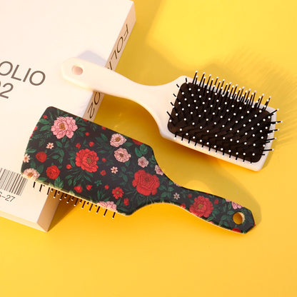 1 piece flower themed printed air cushion comb, cute girl hairstyle comb, ergonomic handle,Special for real hair wigs