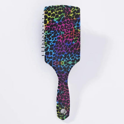 Square air cushion comb with colorful leopard print pattern for styling, easy to carry, designed specifically for real hair wigs