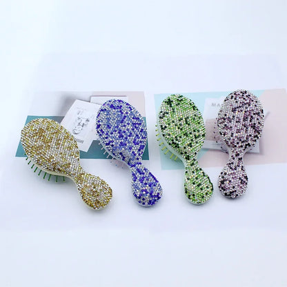 1pcs Diamond Inlaid Air Cushion Massage Comb Mini Detangler Hair Brushes Scalp Massager Anti Static Salon Styling Accessories