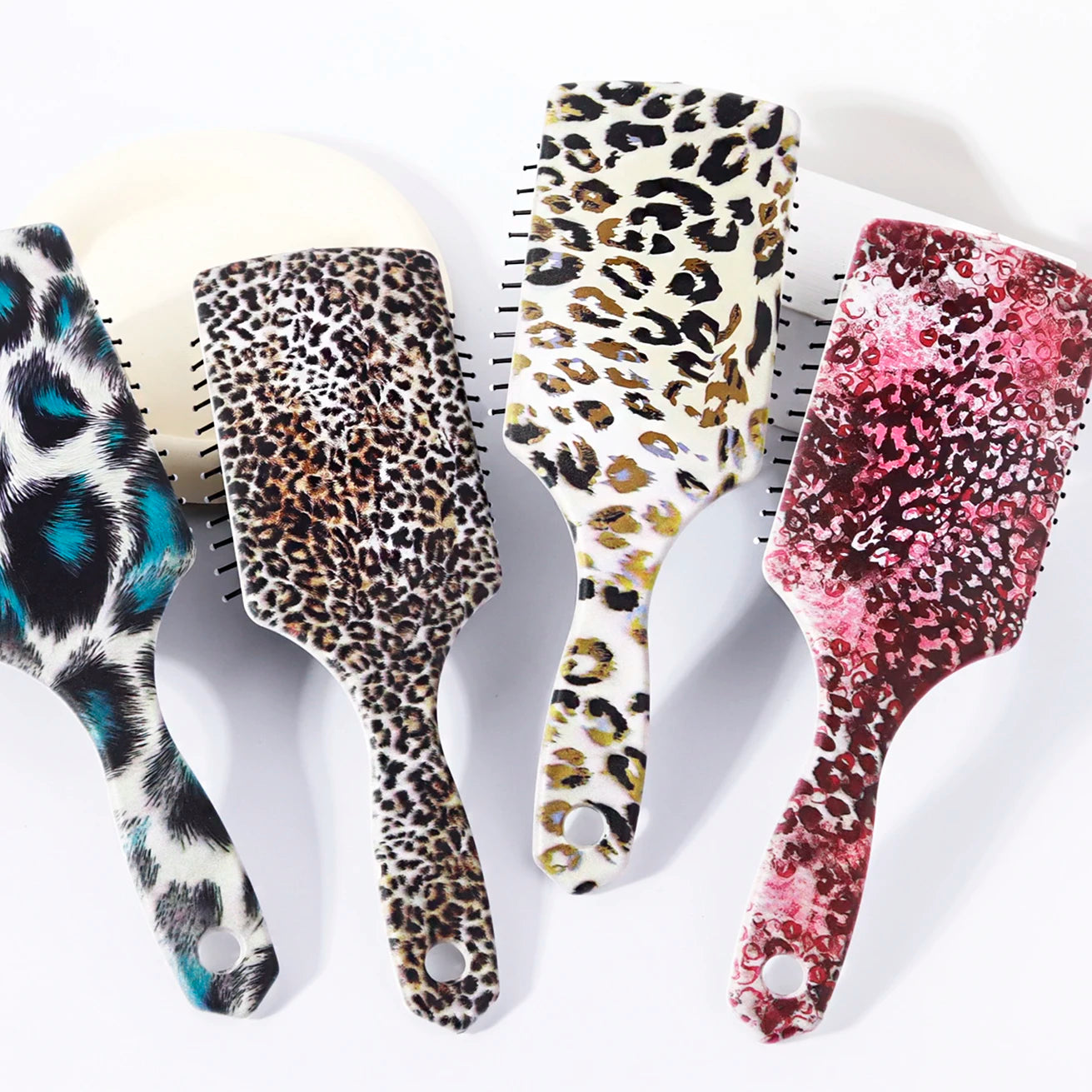 Leopard pattern airbag comb-anti-static,scalp massage,soft nylon bristles,exfoliating hair brush,Special for real hair wigs