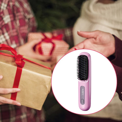 Cordless Hair Straightener Negative Ions Hair Straightener Digital Display Mini Hot Hair Comb Rechargeable for All Hair Types