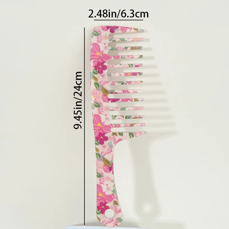 1pcs Pink Wide-Tooth Hair Comb - Tangle-Free, Easy to Detangle, Durable Plastic Handle, Suitable for All Hair Types