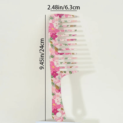 1pcs Pink Wide-Tooth Hair Comb - Tangle-Free, Easy to Detangle, Durable Plastic Handle, Suitable for All Hair Types