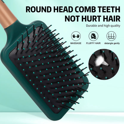 Massage Oval Comb Hair Brush Set Anti Static With Silicone Cushion Base Detangling Brush Round Hair Brush Vent Hair Brush